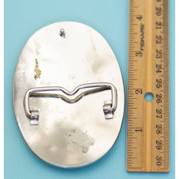 Vintage Oval Abstract Intricate Gold Tone Belt Buckle - E34 - Picture 3 of 3